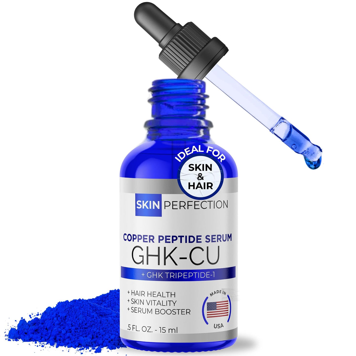 Skin Perfection Copper Peptides Serum for Face & Hair - Youth Serum with Copper Peptide for Fine Lines & Wrinkles - 1% Blue Liquid for Face, Hair Beauty & Personal Care Skin Perfection