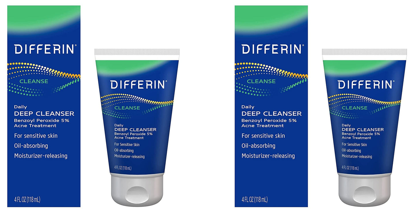 Differin Acne Face Wash with 5% Benzoyl Peroxide, Daily Deep Cleanser by the makers of Differin Gel, Gentle Skin Care for Acne Prone Sensitive Skin, 4 Beauty and Personal Care Differin Default Title