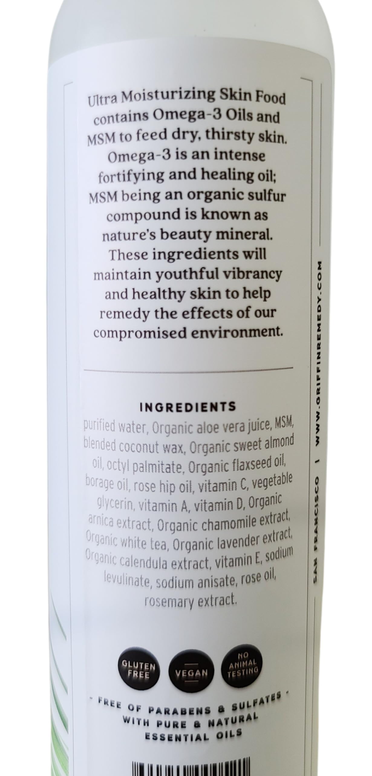 Griffin Remedy Omega-3 Body Lotion-Unscented with Organic MSM and Essential Oils, Ultra Moisturizing, All Natural, Paraben Free, Sulfate Free 8 fl oz Beauty & Personal Care Griffin Remedy