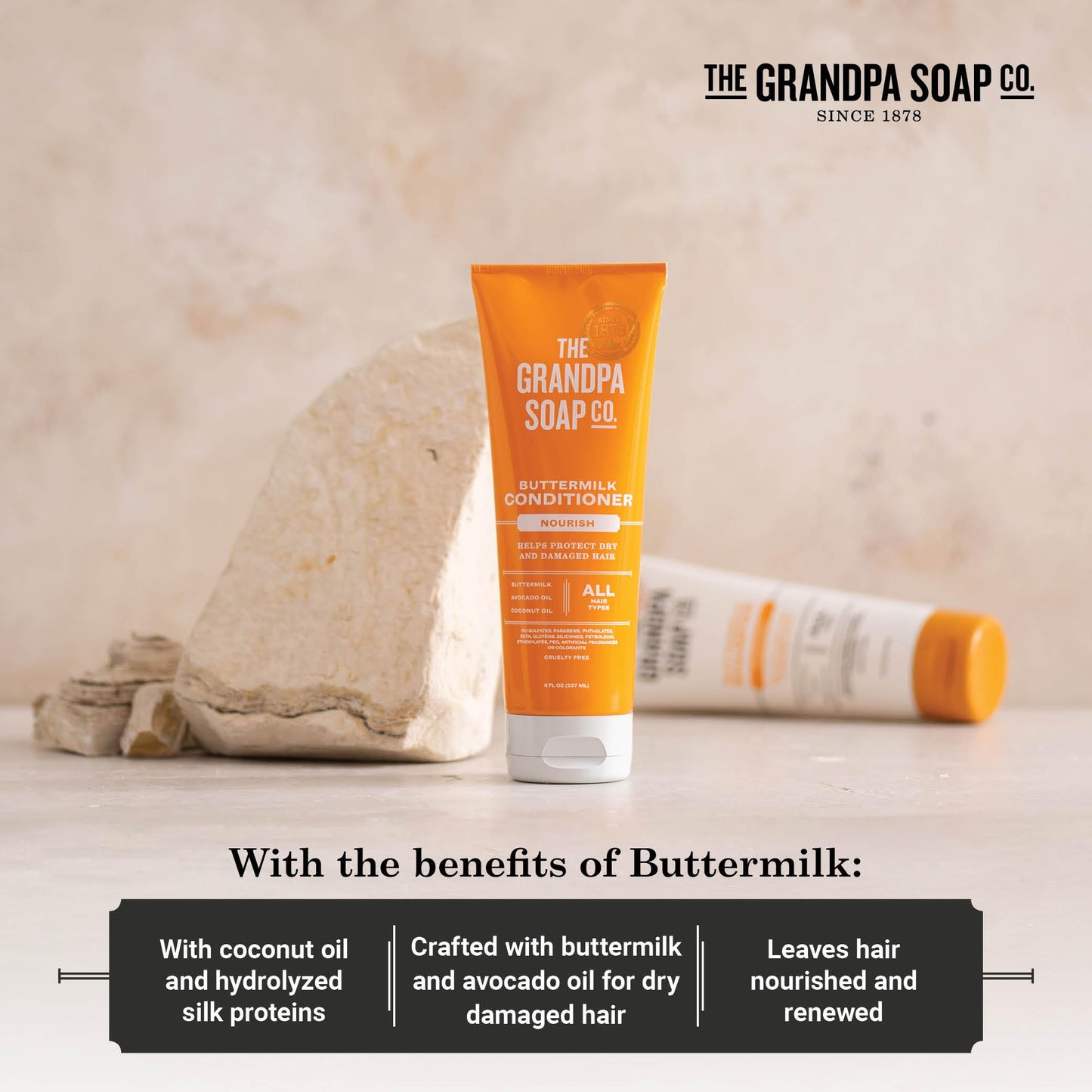 The Grandpa Soap Company Buttermilk Conditioner - Nourishing Formula to Help Strengthen and Hydrate Hair, With Coconut Oil & Silk Protein, Sulfates Beauty & Personal Care The Grandpa Soap Company