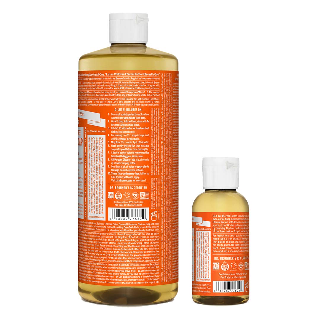 Dr. Bronner's Pure-Castile Liquid Soap - Tea Tree Bundle. 32 oz. Bottle and 2 oz. Travel Bottle Beauty & Personal Care Dr. Bronner's