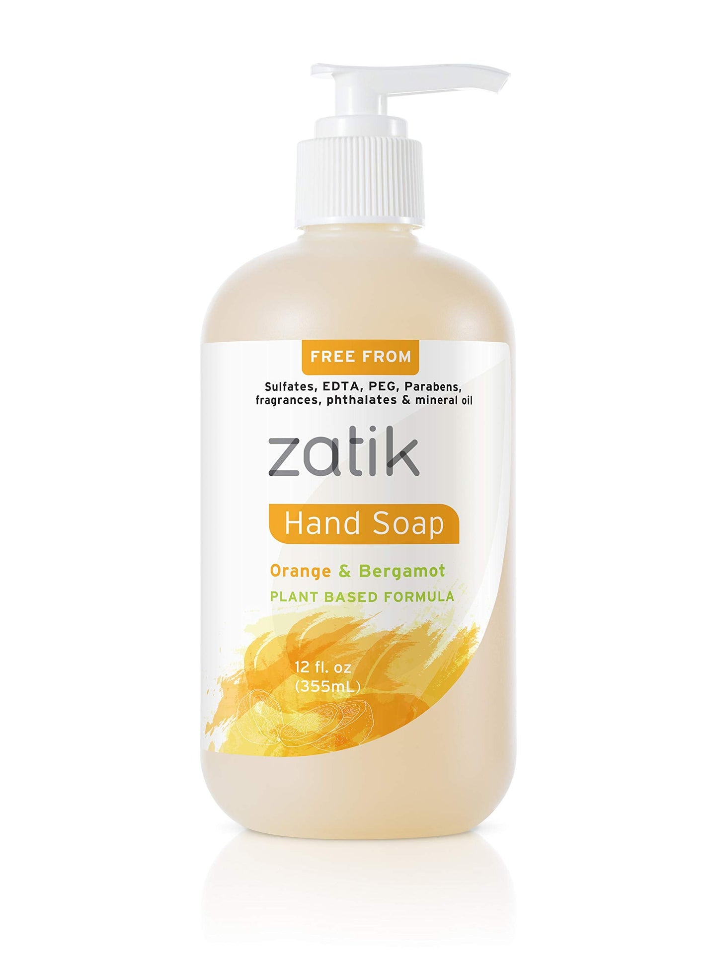 Zatik Naturals - Liquid Hand Soap (Orange & Bergamot), Moisturizing Handwash, Grey Water Safe, 12 oz (Pack of 1) Packaging may vary Beauty & Personal Care Zatik