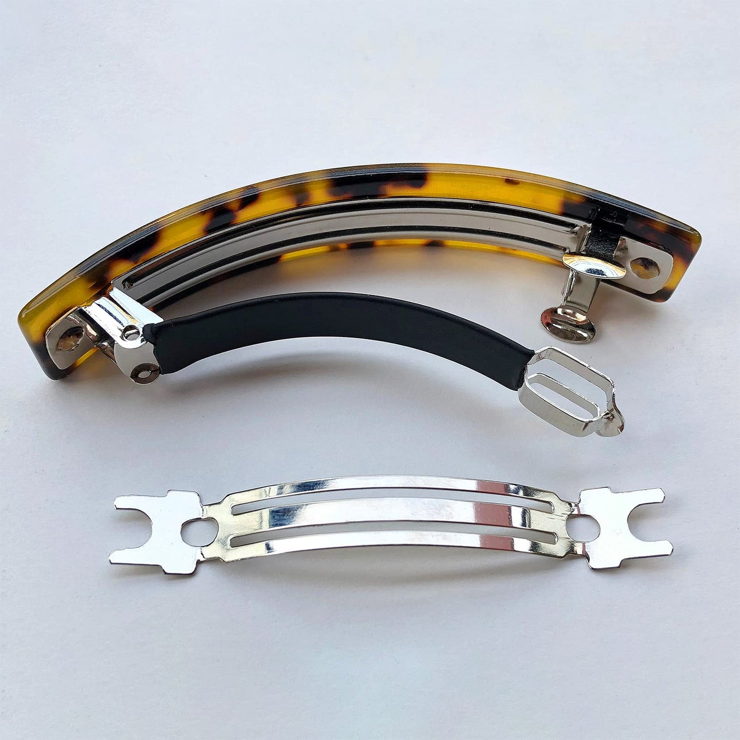 HYFEEL Large French Barrettes for Women Fine Thick Hair, Classic Tortoise Shell Hair Clips Wide Curved Celluloid Ponytail Holder Clamp Fashion Hair Beauty & Personal Care HYFEEL