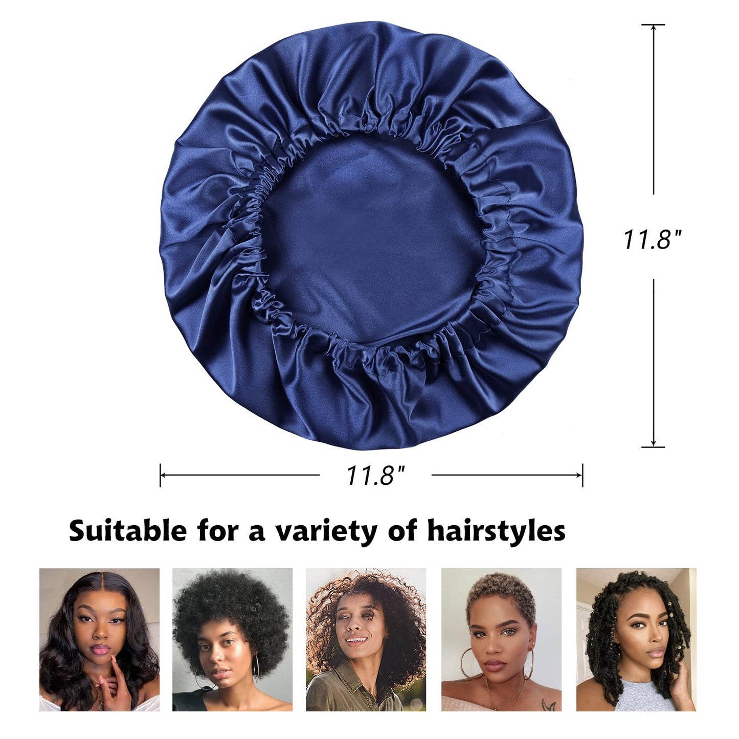 Satin Bonnet Silk Bonnet Sleep Cap for Women Large Adjustable Satin Hat Navy Beauty and Personal Care Alnorm