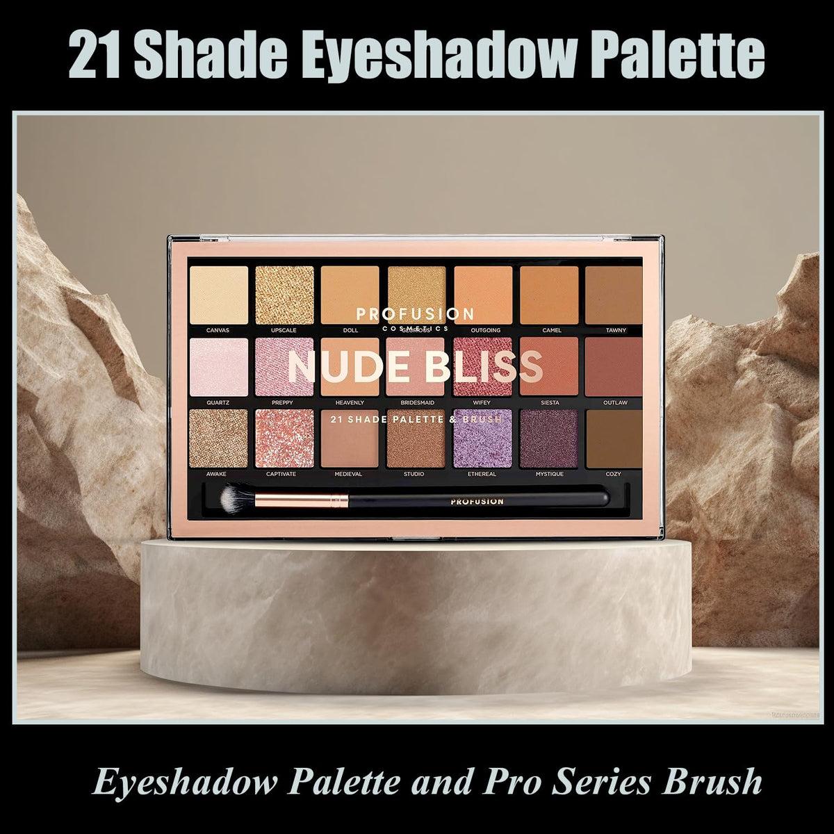 Profusion Cosmetics Nude Bliss 21 Shade Eyeshadow Palette and Pro Series Brush, Unleash Creativity and Get Glam With Richly Pigmented Eyeshadow… Beauty & Personal Care Profusion Cosmetics