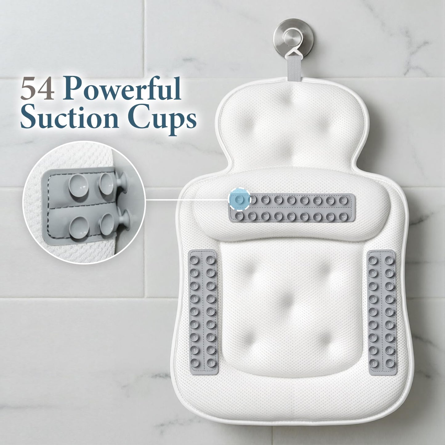Bath Pillows for Tub, Comfortable Bathtub Cushion for Head and Neck with Soft 3D Mesh Fabric and 54 Non-Slip Suction Cups, Relaxing Tub and Shower Beauty and Personal Care VOXOR