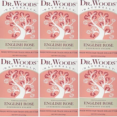 Dr. Woods Skin Exfoliating English Rose Bar Soap with Organic Shea Butter, 5.25 Ounce (Pack of 6) Beauty & Personal Care Dr. Woods