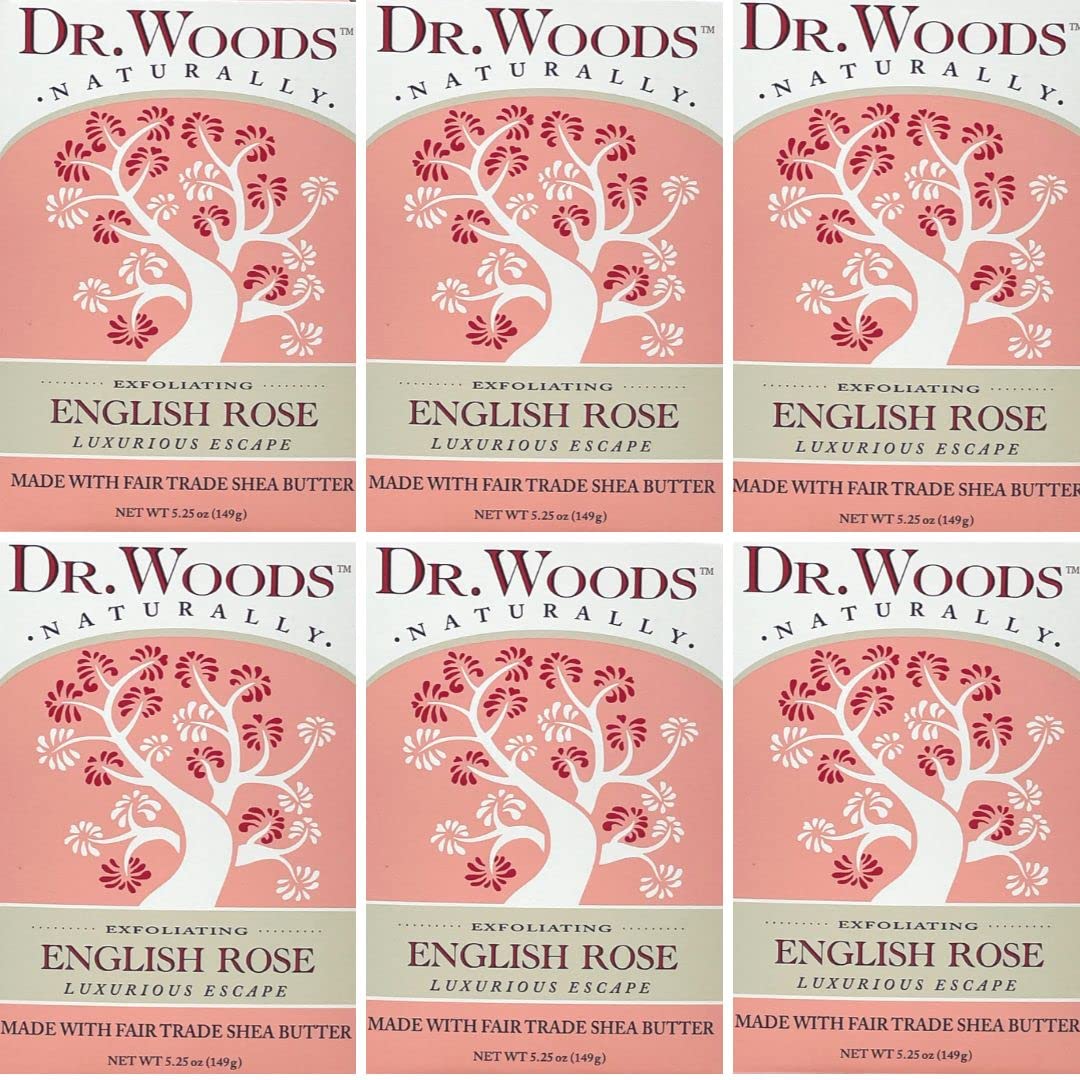 Dr. Woods Skin Exfoliating English Rose Bar Soap with Organic Shea Butter, 5.25 Ounce (Pack of 6) Beauty & Personal Care Dr. Woods