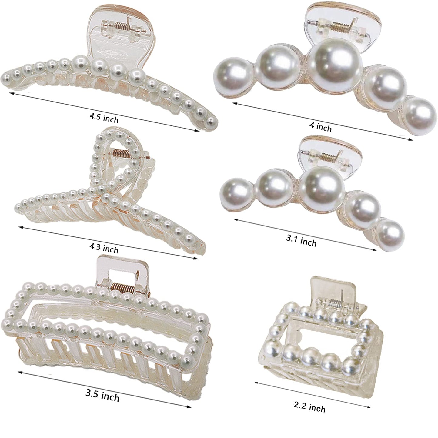 6 Pcs Pearl Hair Clips for Women Large Claw Clips for Thin Thick Hair White Hair Claw Clips for Wedding Gift Nonslip Hair Accessories for Women Beauty & Personal Care Sisiaipu
