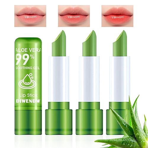 4PCS Aloe Vera Color Changing Lipstick,Temperature Color Change Lip Gloss Makeup Set,Waterproof Long Lasting Aloe Vera Tinted Lip Balm Beauty & Personal Care DWDiWen