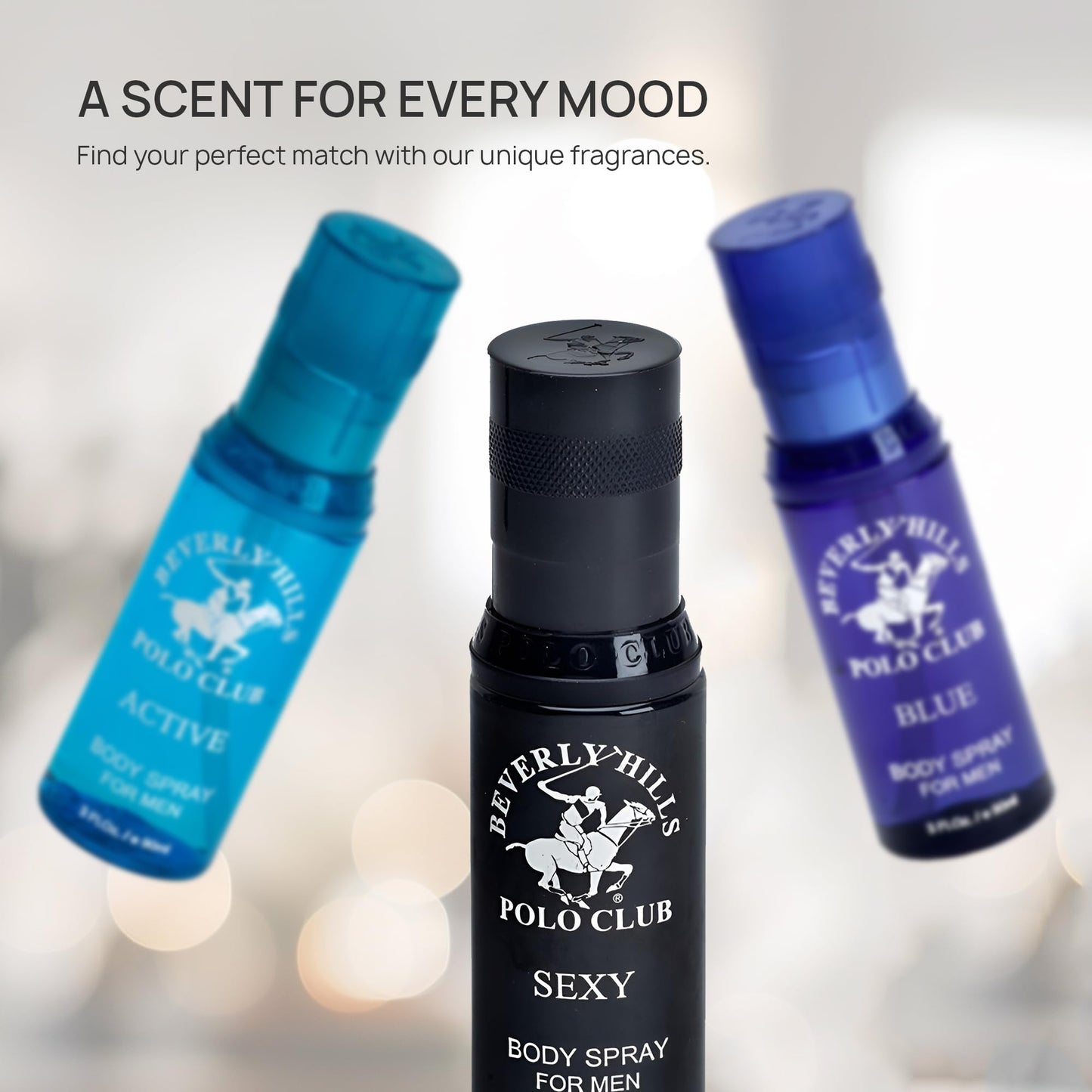 Beverly Hills Polo Club Men's Signature Body Spray Collection | 3-Piece Set: Blue, Active, Sexy | Versatile Fragrances for Every Occasion | Beauty & Personal Care Beverly Hills Polo Club