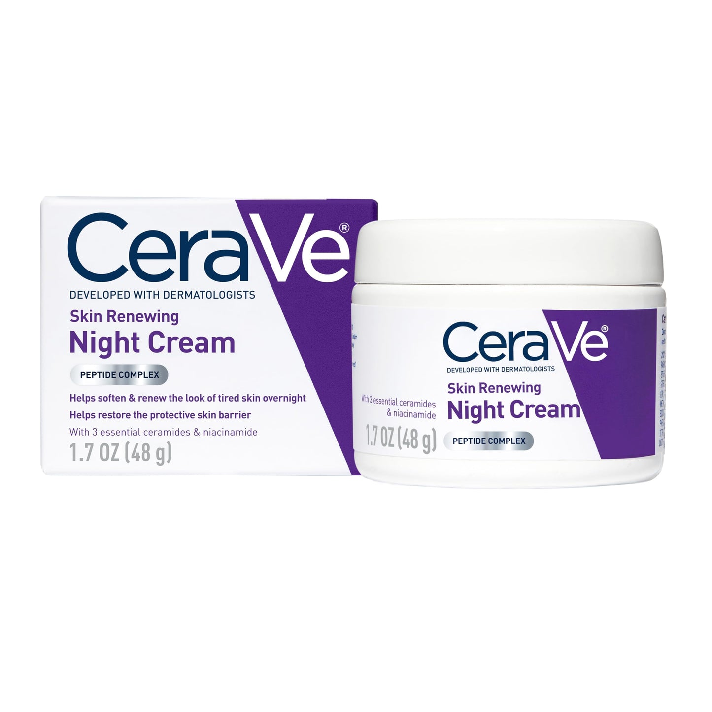 CeraVe Skin Renewing Night Cream, Peptide Complex, Hyaluronic Acid & Ceramide Moisturizer for Face, 1.7 Ounce Beauty and Personal Care CeraVe