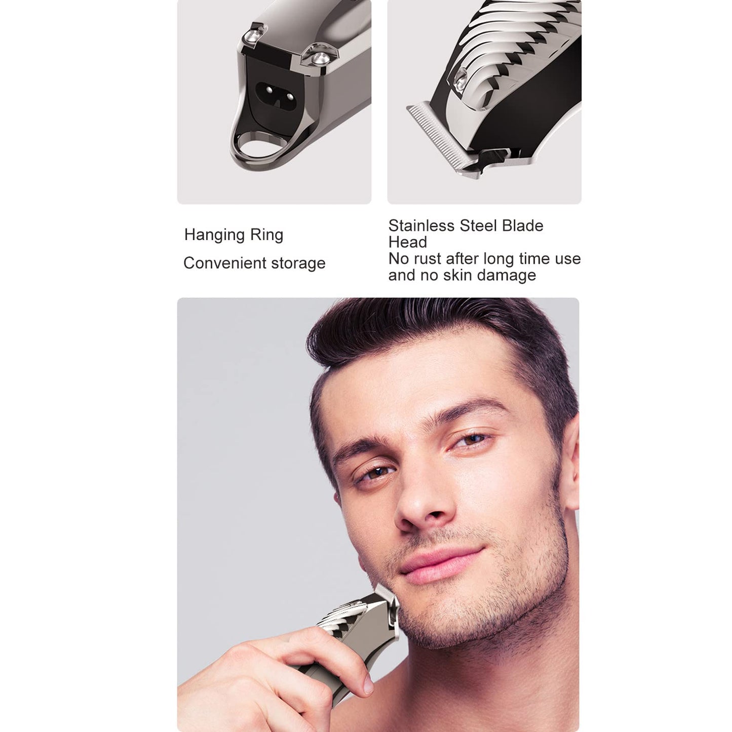 YUYTE Electric Hair Trimmer Hair Clippers Men Beard Trimmer Male Beard Shaver Cordless Barber Clippers for Hair Cutting, Rechargeable 3 Combs Beauty and Personal Care YUYTE