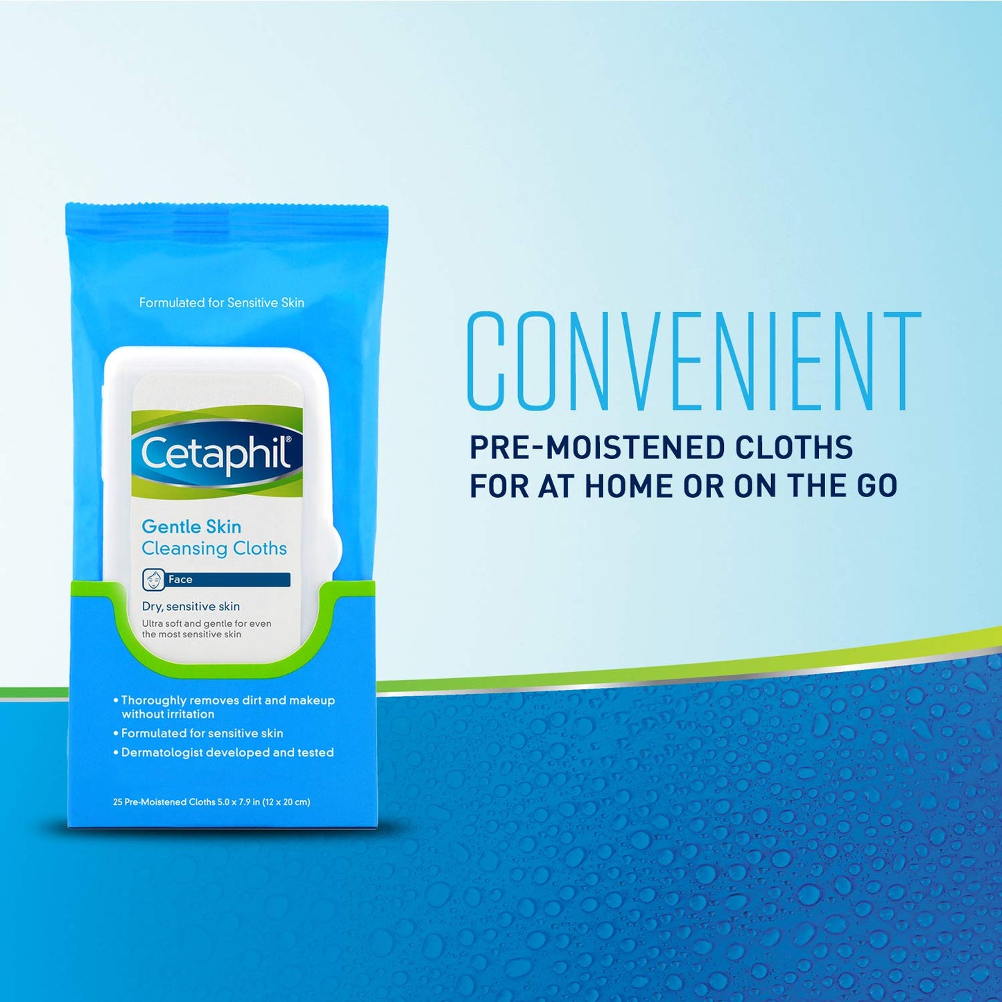 Cetaphil Gentle Skin Cleansing Cloths for Dry, Sensitive Skin, Face Cleansing Wipes, 25 ct. Beauty & Personal Care Cetaphil
