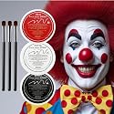 Clown Makeup Kit, White Black Red Face Body Paint Set, Halloween Clown Joker Makeup Kit, Professional Black, White and Red Face Painting Kit Beauty & Personal Care Js2U ZW