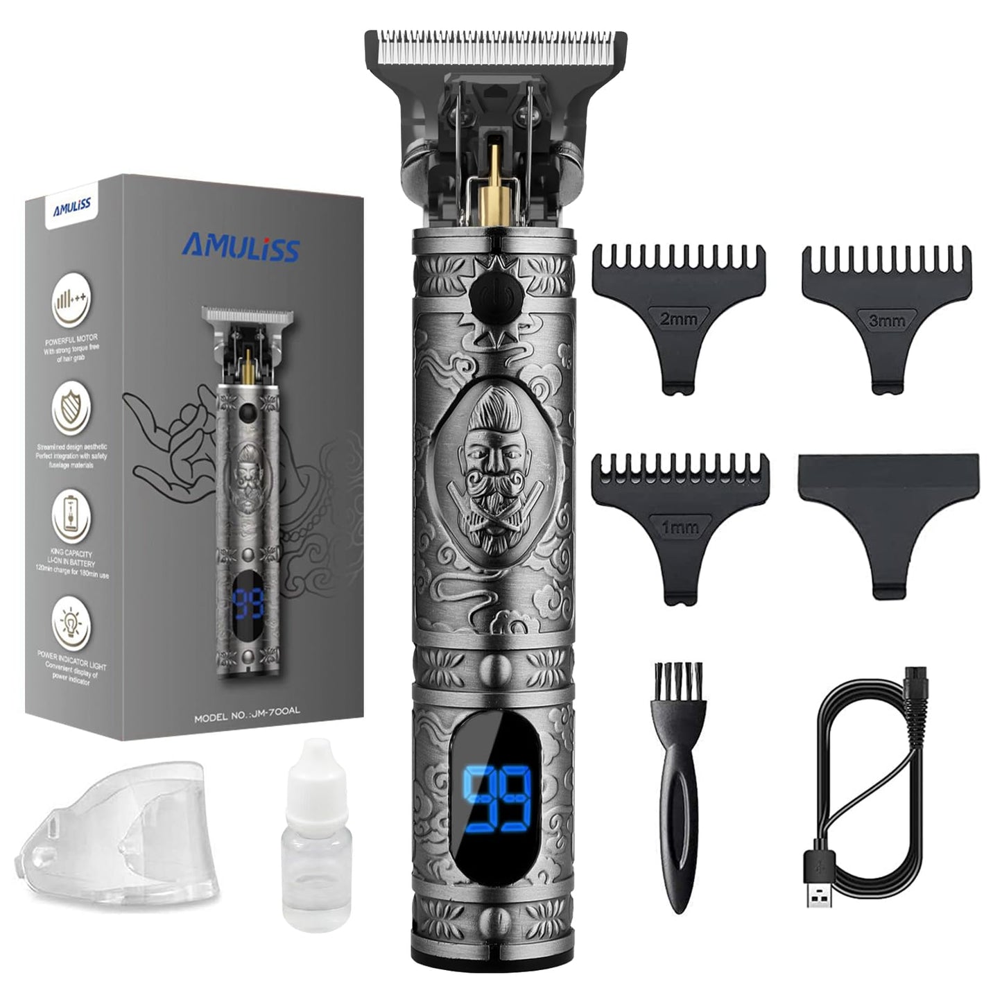 AMULISS Hair Clippers for Men Beard Trimmer Cordless Electric Shaver Razor for Men, Zero Gapped Grooming Kit Barber Clippers with LCD Display, Gift Beauty and Personal Care AMULISS