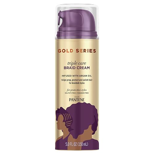 Pantene Gold Series Triple Care Braid Cream, for Curly and Coily Hair, Infused with Argan Oil, 5 Fl Oz Beauty & Personal Care Pantene
