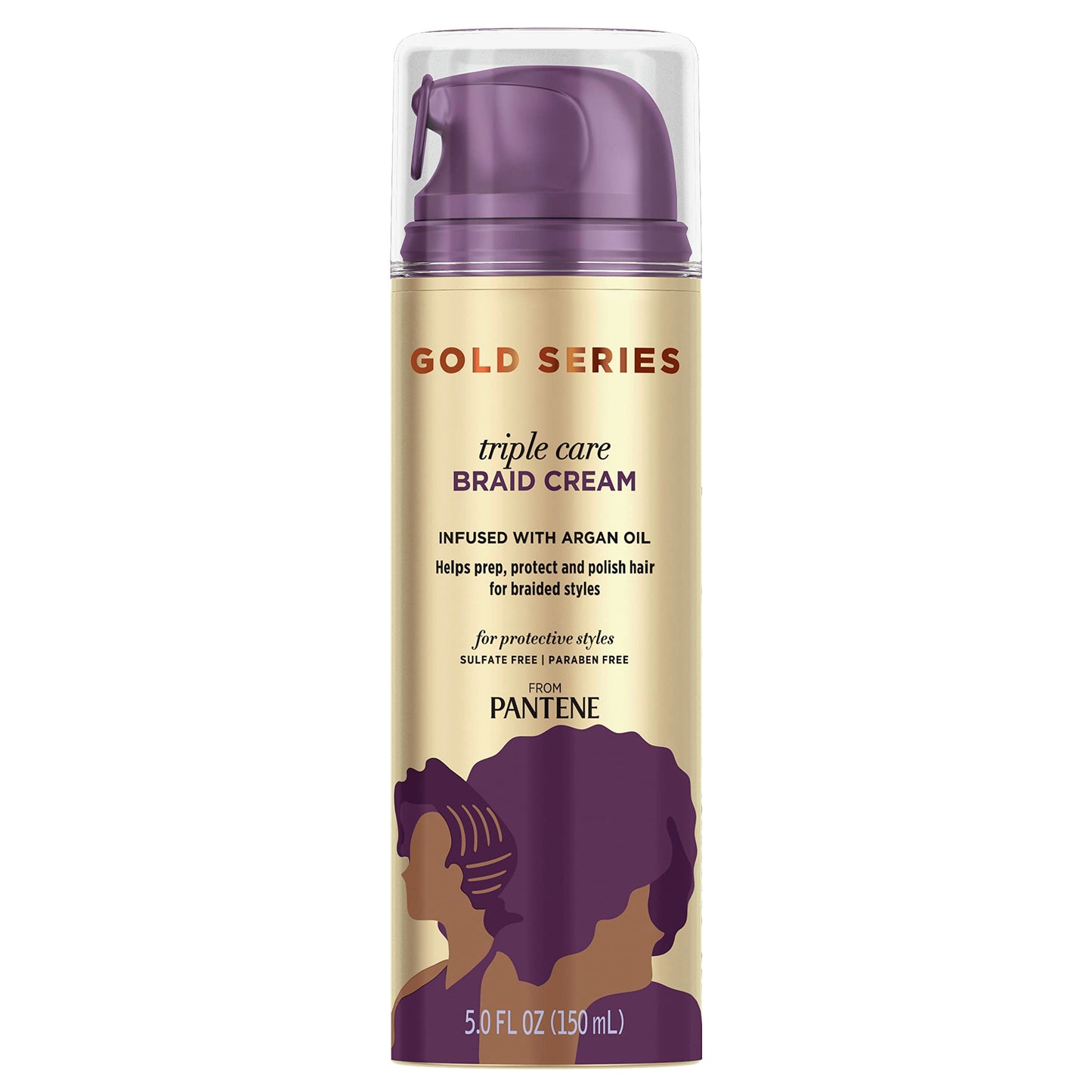 Pantene Gold Series Triple Care Braid Cream, for Curly and Coily Hair, Infused with Argan Oil, 5 Fl Oz Beauty & Personal Care Pantene
