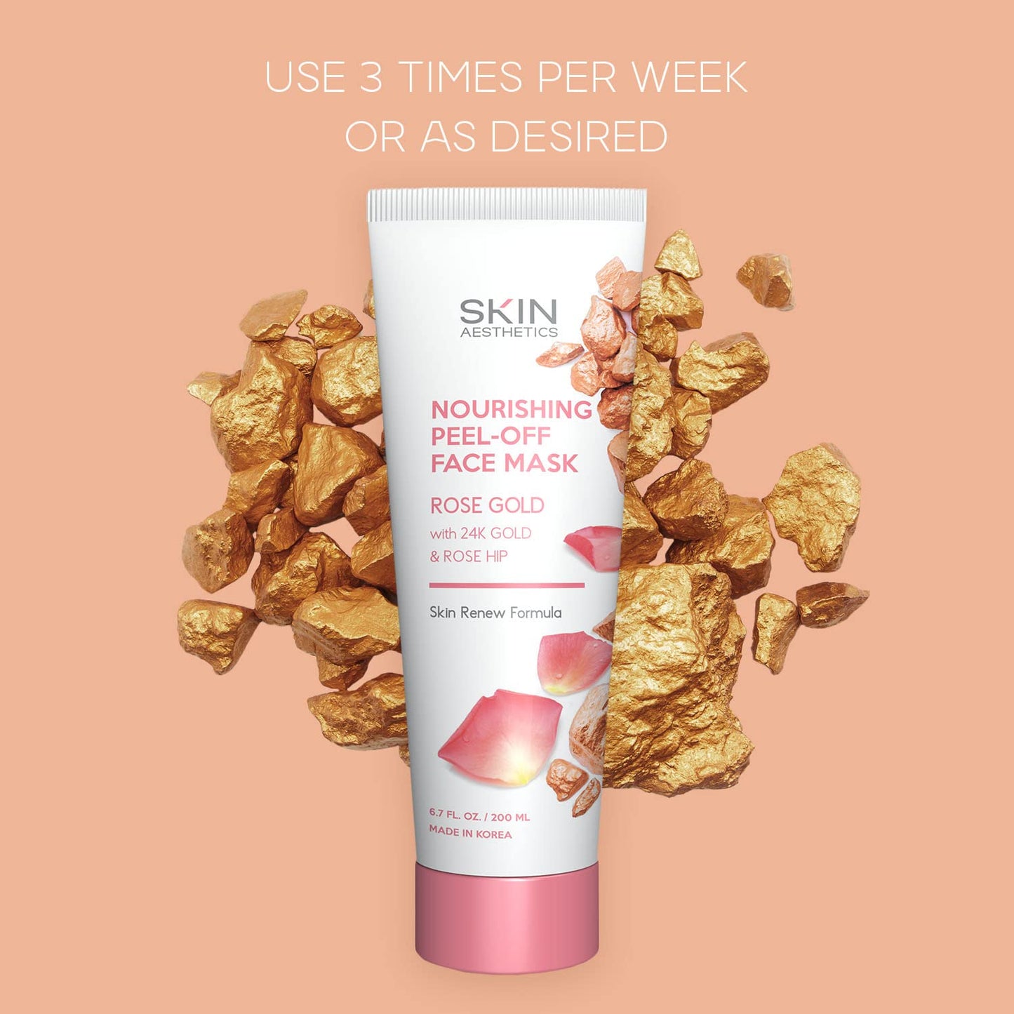 Skin Aesthetics Rose Gold Peel-Off Face Mask - Unclogs Pores, Removes Oil & Dirt, Tightens Skin, Blackhead Remover - Dermatologist Tested Korean Beauty & Personal Care Skin Aesthetics