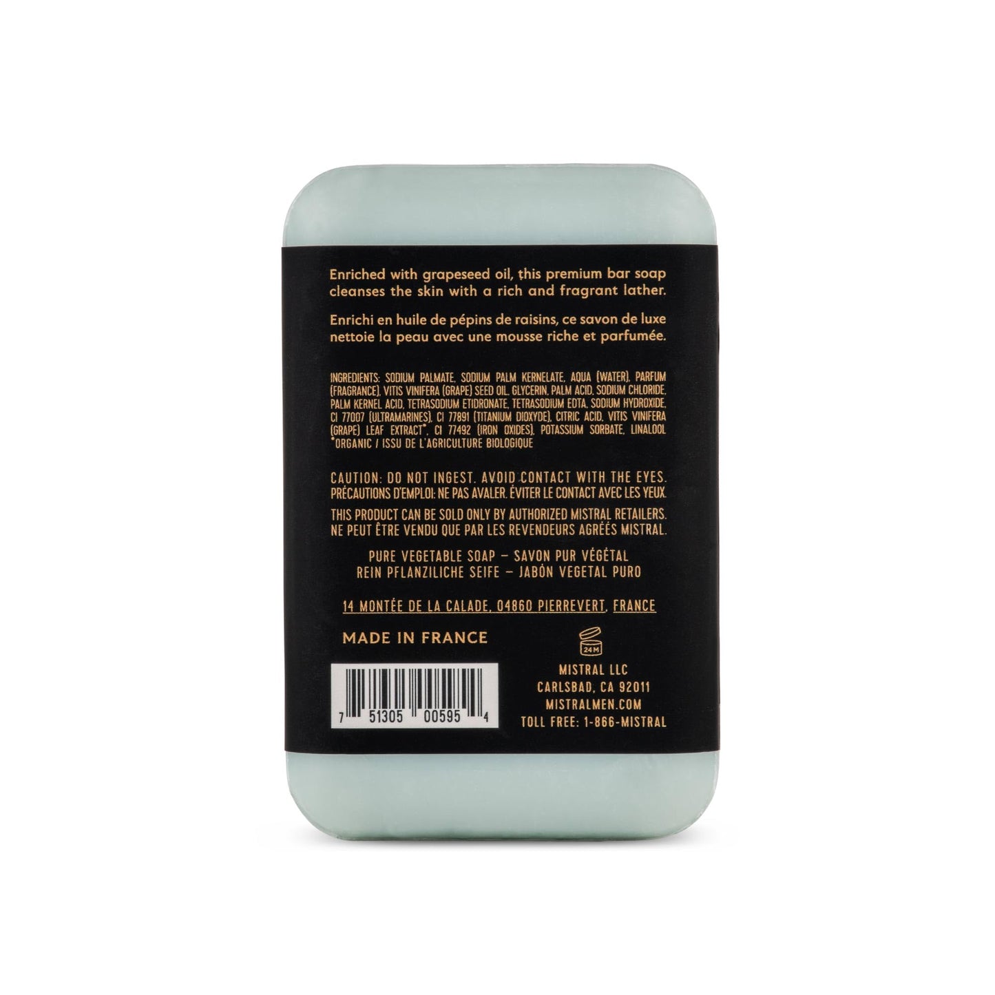 Mistral Salted Gin Luxury Bar Soap for Men | Men’s Natural Soap Bar | Paraben, Phthalates Free | Moisturizing & Triple-Milled Natural Soap for Men Beauty & Personal Care Mistral