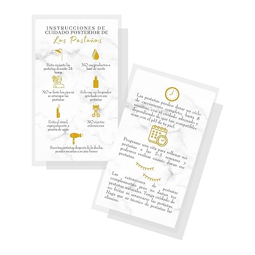 Spanish Lash Aftercare Instructions | 50pk | Cuidado Posterior de la Extensión de Pestañas | 2 x 3.5” inch Card for clients | Eyelash Extension Beauty & Personal Care Lashicorn