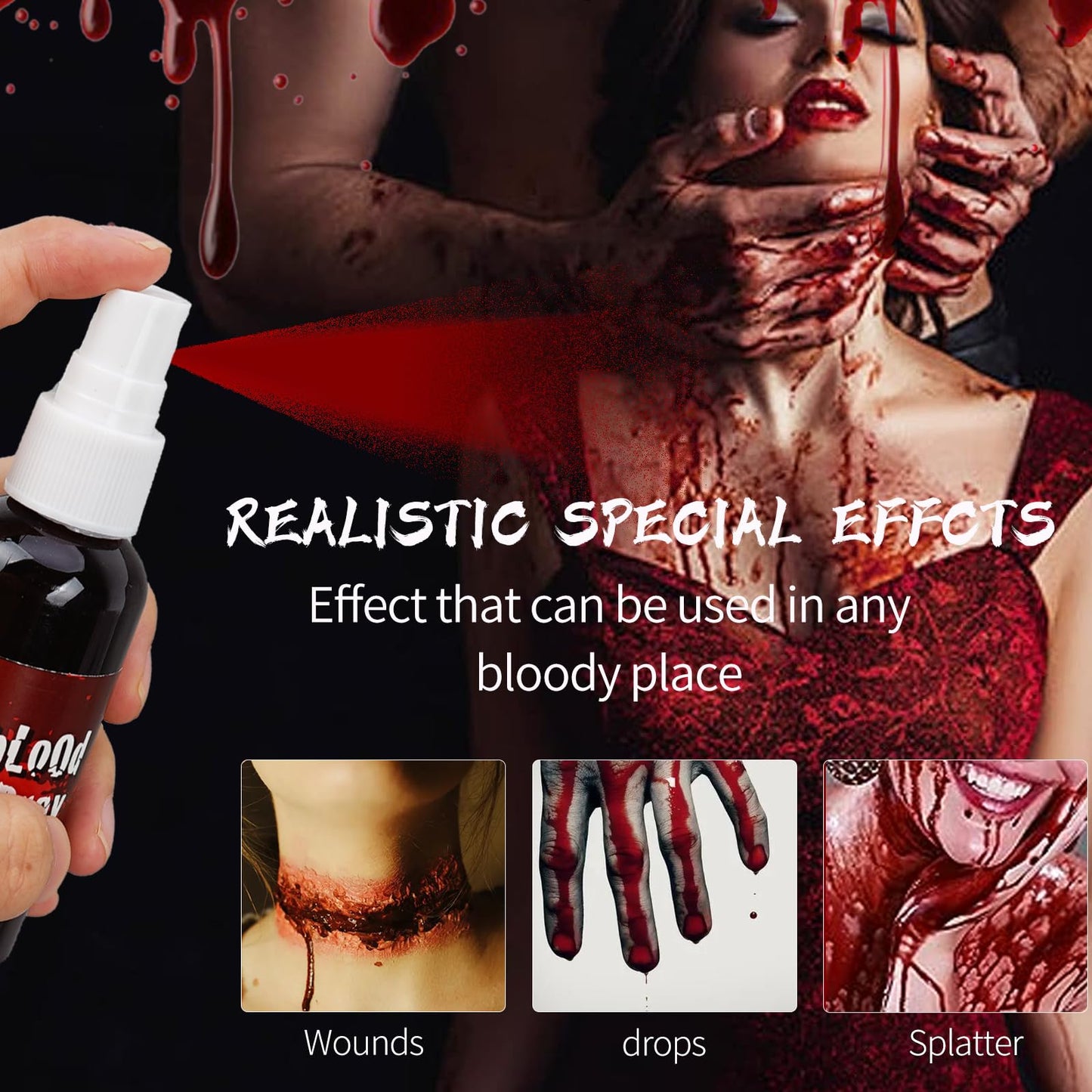Halloween Fake Blood Makeup - Realistic Effects Washable for Scar, Wound, Clothes, Eyes, Drips, Nose Bleeds - For Cosplay SFX Zombie Vampire Special Beauty & Personal Care VPCRT6