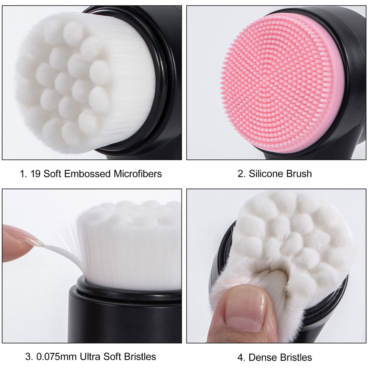 Beomeen Face Brush 2 in 1, Facial Cleansing Exfoliating Scrubber Brush, Silicone Double Side Face Wash Scrub Brush with Super Soft Bristles for Deep Beauty & Personal Care Beomeen