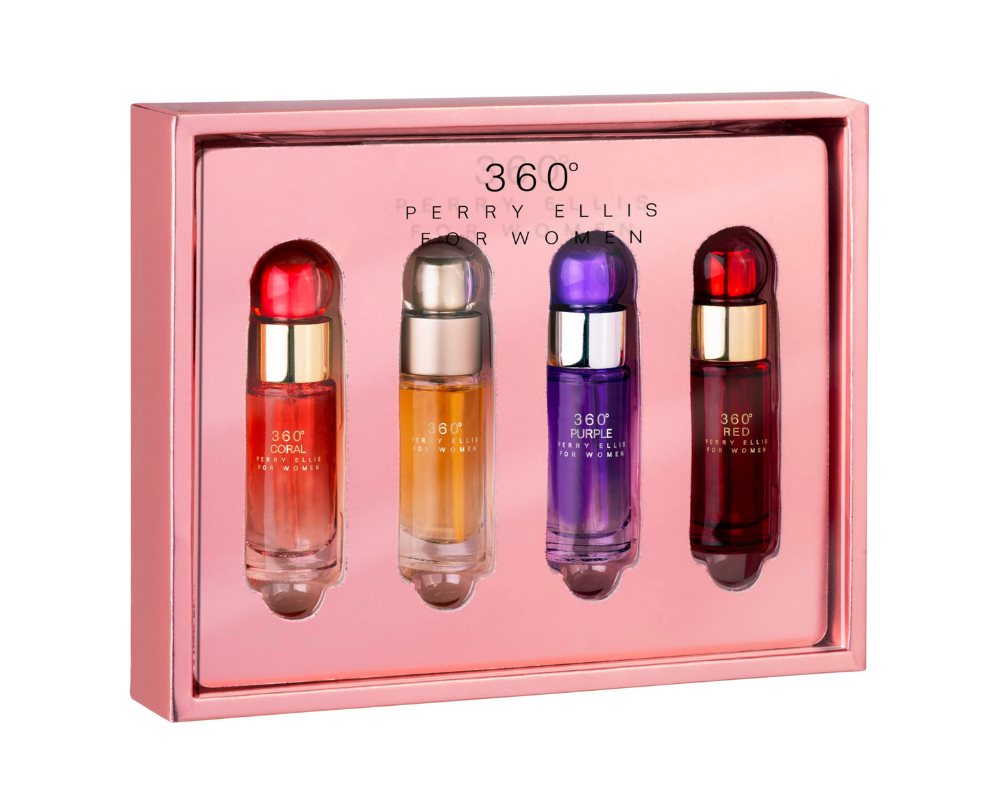 Perry Ellis 360° Women mini gift set - 4-pack of .25 fl oz EDP travel sprays (360° Women, 360° Coral, 360° Purple, 360° Red) Beauty & Personal Care Perry Ellis