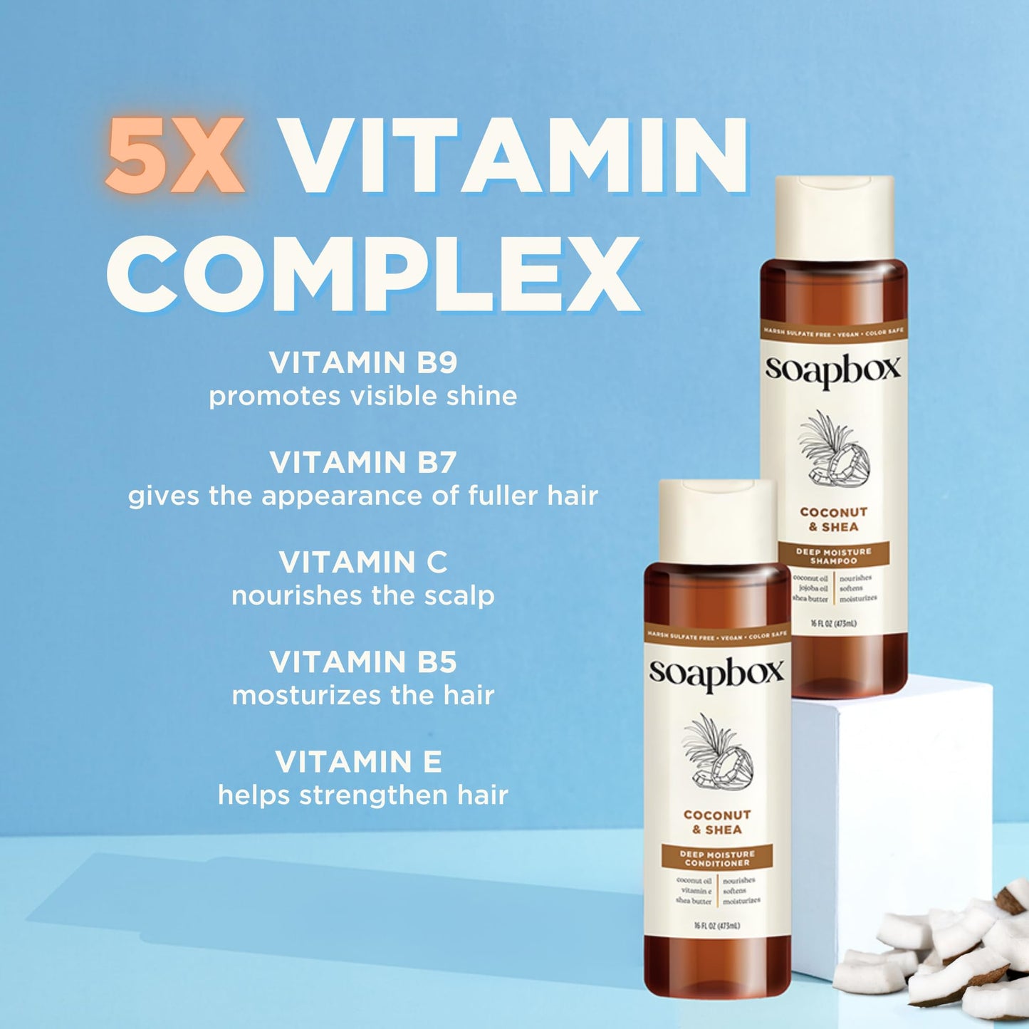 Soapbox Coconut & Shea Shampoo & Conditioner Set, For Dry, Damaged Hair - Nourishes & Moisturizes Hair - Clean Ingredients Free of Harsh Chemicals Beauty & Personal Care Soapbox
