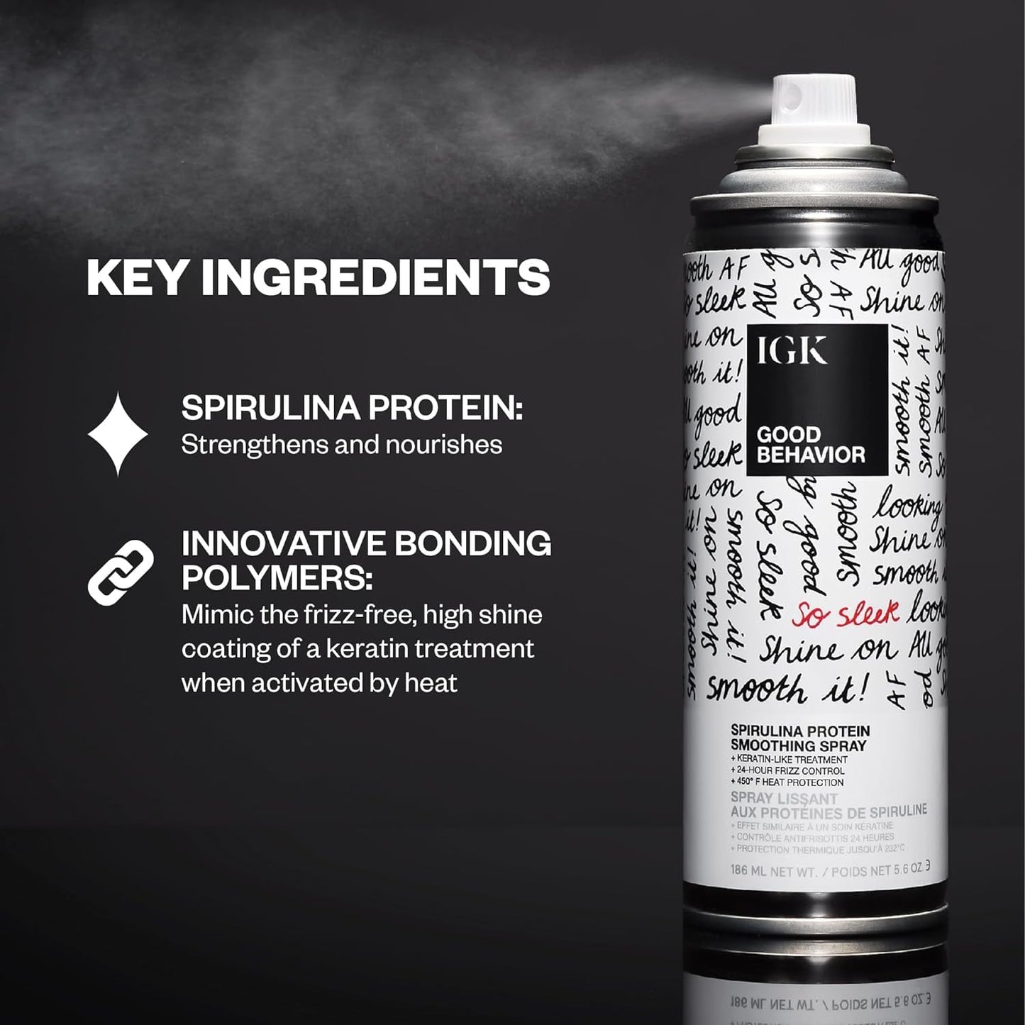 IGK GOOD BEHAVIOR Spirulina Protein Smoothing Spray Travel Bundle | Keratin Like Treatment + Frizz Control + Heat Protectant | Vegan + Cruelty Free | Beauty & Personal Care IGK