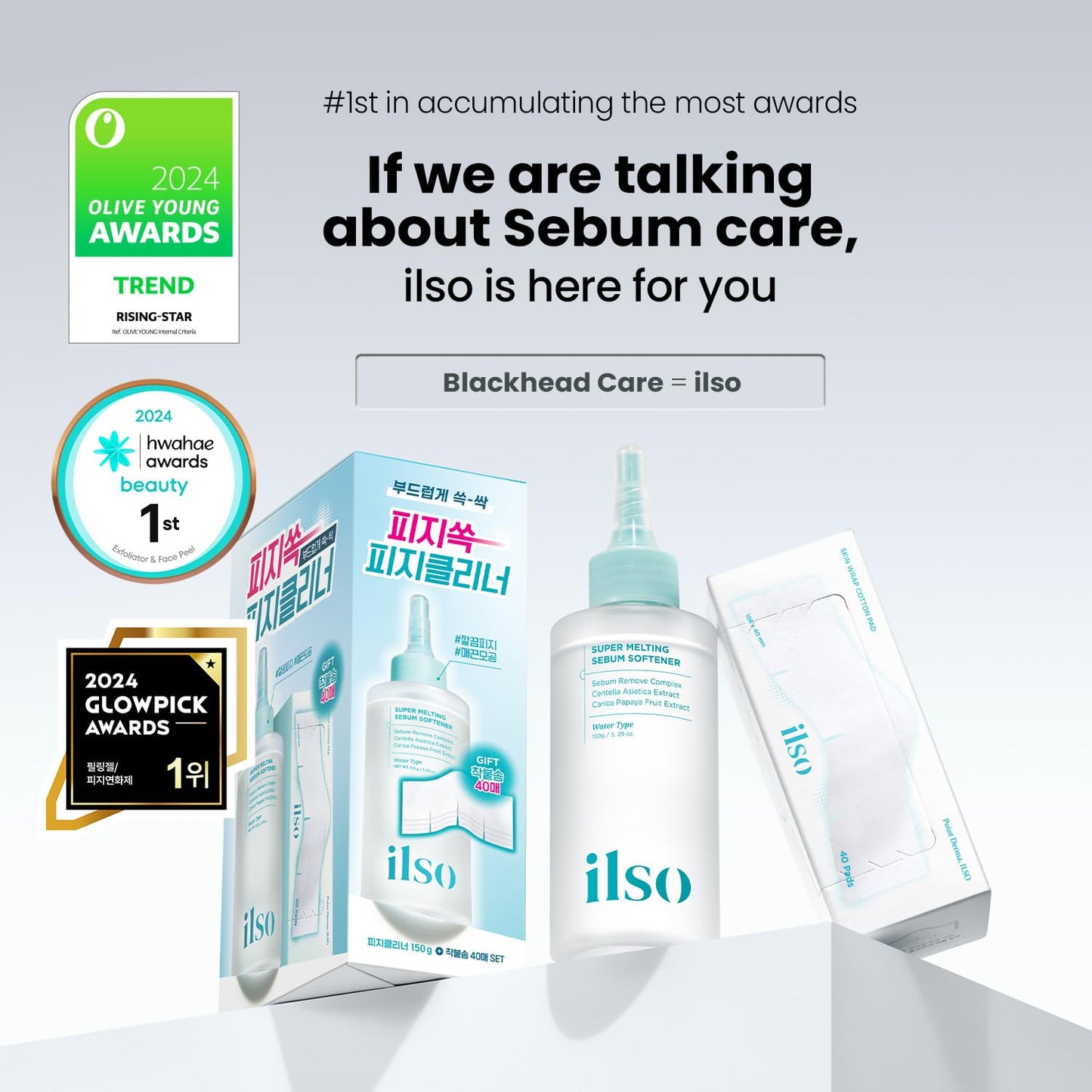 ilso Super Melting Sebum Softener, 5.29 fl oz, with 40 Skin Wrap Cotton Pads included, Pore Cleansing Solution, Blackhead Softener, Melts Away Beauty and Personal Care ilso
