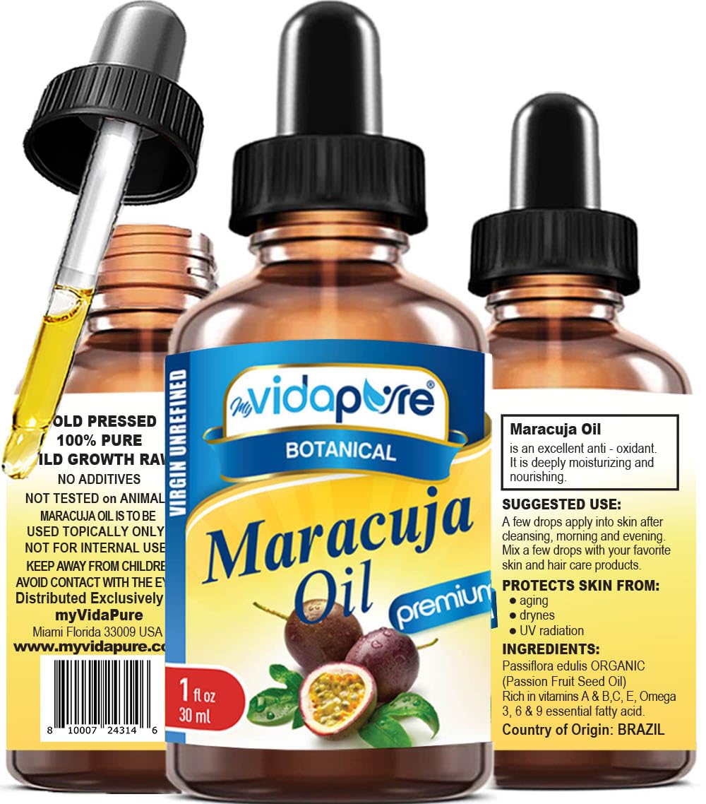 MYVIDAPURE MARACUJA OIL Passion Fruit WILD GROWTH. 100% PURE for Skin, Face, Hair, Lip and Nail Care. (1 Fl Oz) Beauty & Personal Care MYVIDAPURE