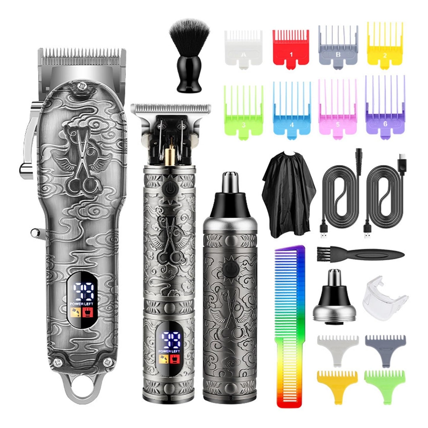 Razors Push and Shear Barber Set Professional Electric Oil Head Push and Shear Carving Pusher Razor Nose Hair Device Gift Box Clipper(Bronze) Beauty and Personal Care EWKYLSEM