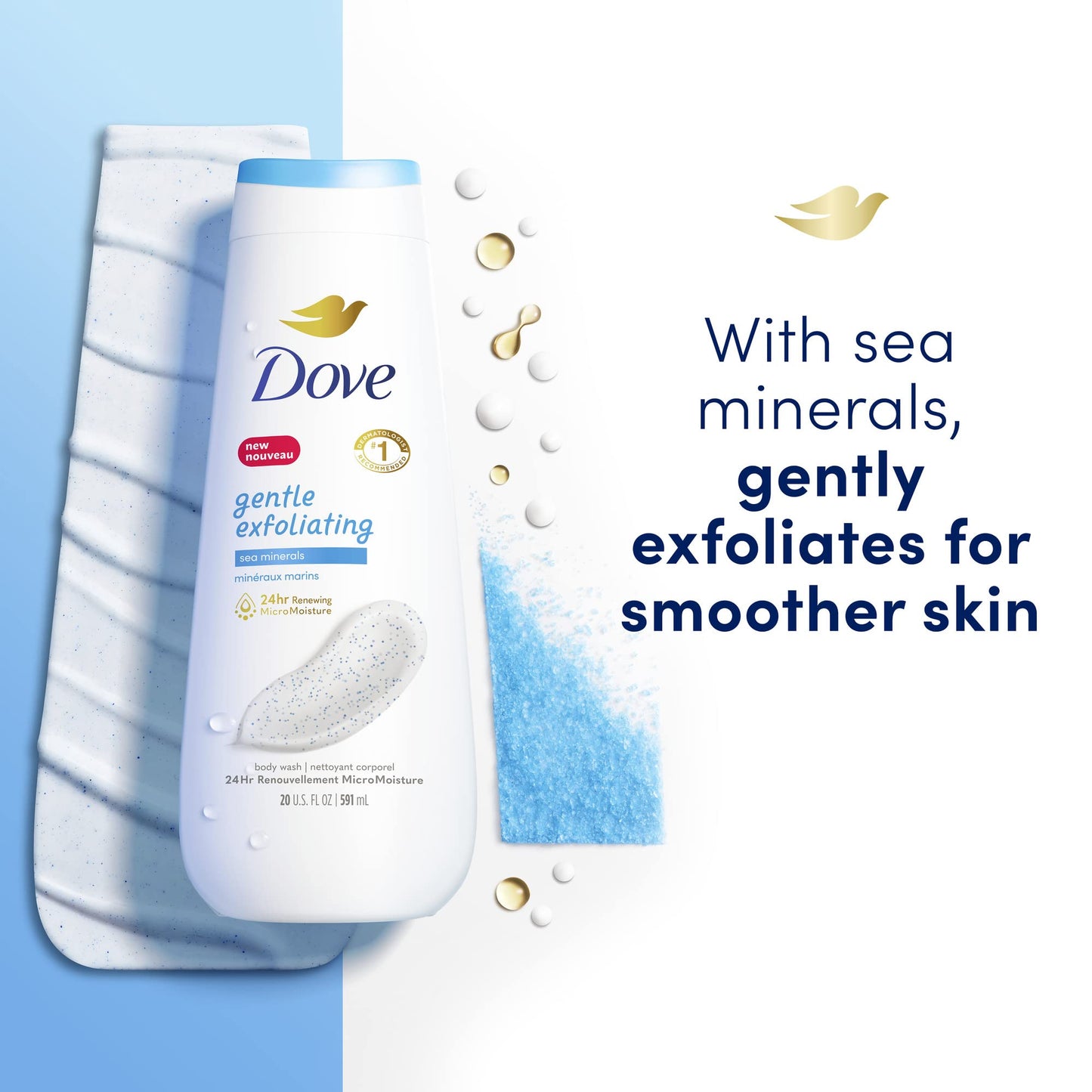 Dove Gentle Exfoliating Body Wash for renewed, Healthy-Looking Skin Sea Minerals Gentle Body exfoliator nourishes and revives Skin 325 ml Beauty & Personal Care Dove