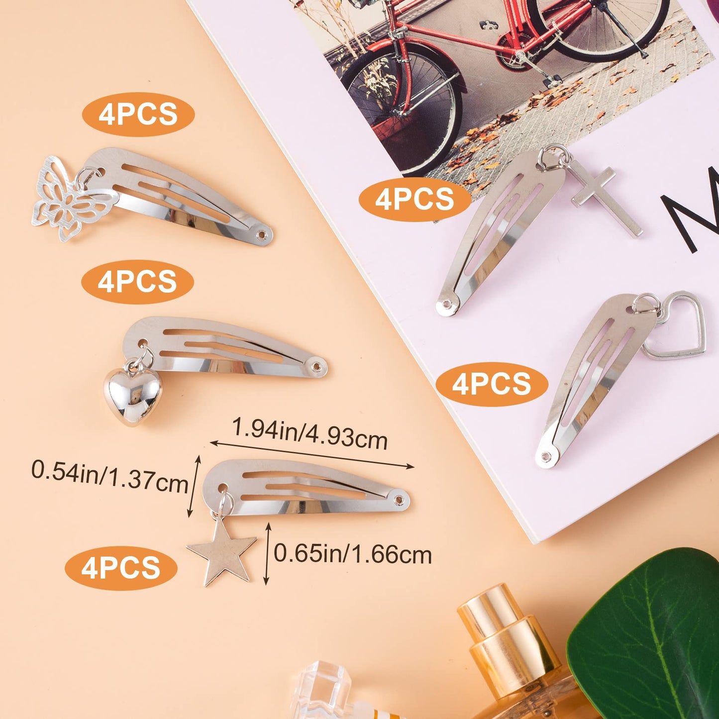 OIIKI Metal Hair Accessories: Star, Heart, Butterfly Snap Clips and Punk Silver Hairpins for Women and Girls Beauty & Personal Care OIIKI