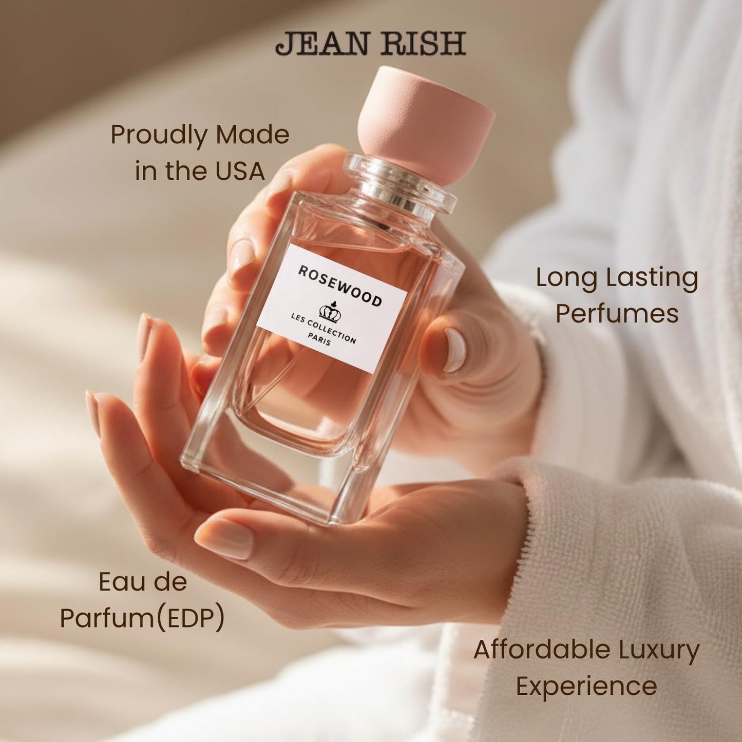 Jean Rish Rosewood Perfume for Women Eau De Parfum, Long-Lasting Luxury Fragrance, Made In USA - Lychee, Peony, Cashmeran Wood - 100ml / 3.4 oz Beauty & Personal Care Jean Rish