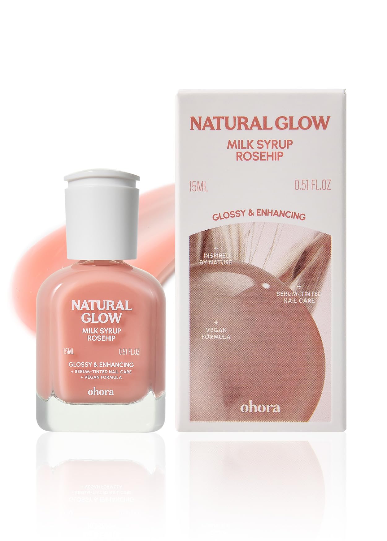 ohora Natural Glow Milk Syrup Nail Strengthener (Rosehip) - Tinted Nail Hardener for Brittle, Damaged Nails, Quick-Dry Glossy Finish, Nail Repair Beauty and Personal Care ohora Default Title