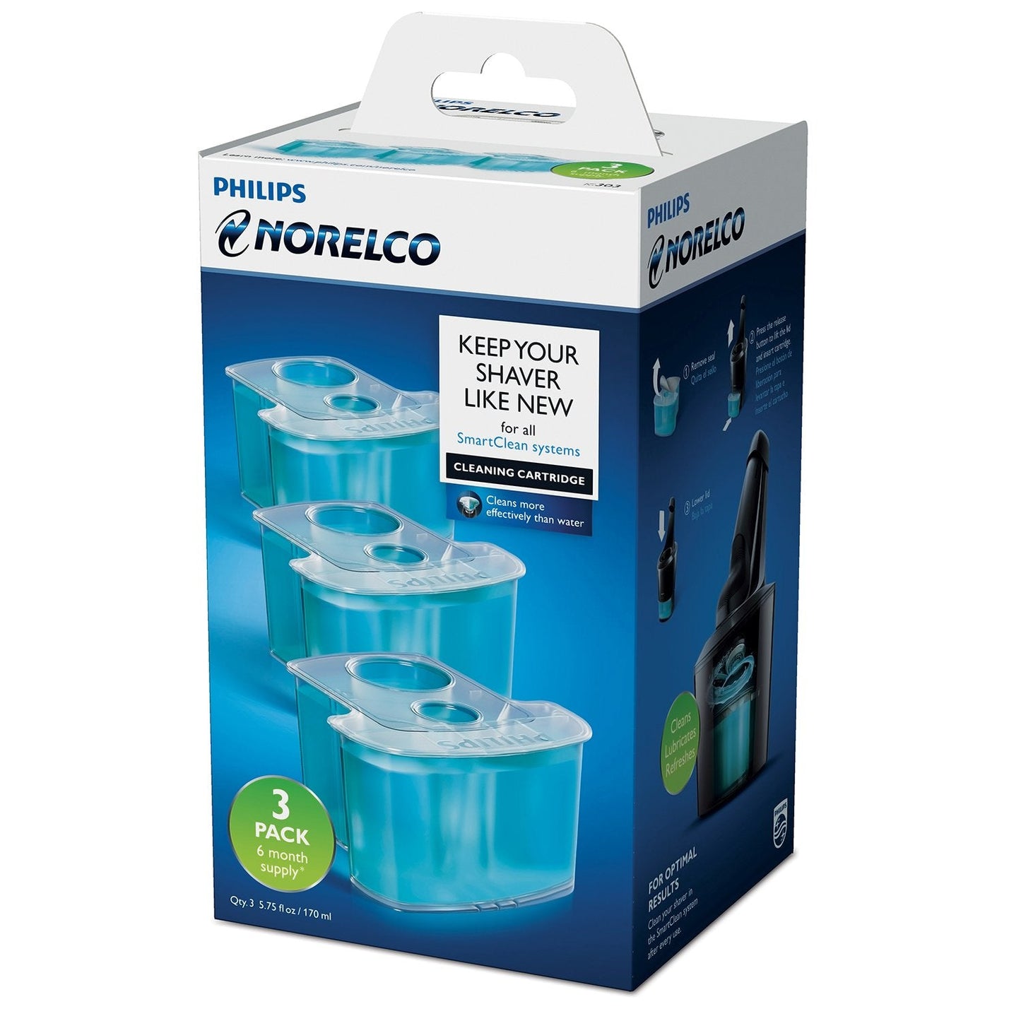 Philips Norelco Cleaning Cartridges for SmartClean System, 3 Count, JC303/52 Beauty and Personal Care Norelco