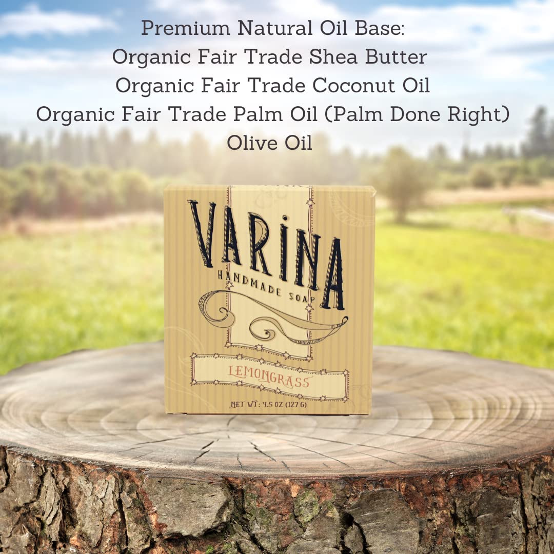 Varina Organic Lemongrass Bar Soap - Gentle Cleansing for Sensitive Skin, Herbal and Mint - 3 Pack Beauty & Personal Care Varina