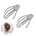 Halloween Costumes Hair Clips Accessories - Rhinestone Skeleton Hand Hair Clip Bone Hair Claws Barettes Pins Birthday Christmas Party CosplayGifts Beauty & Personal Care Sisadodo