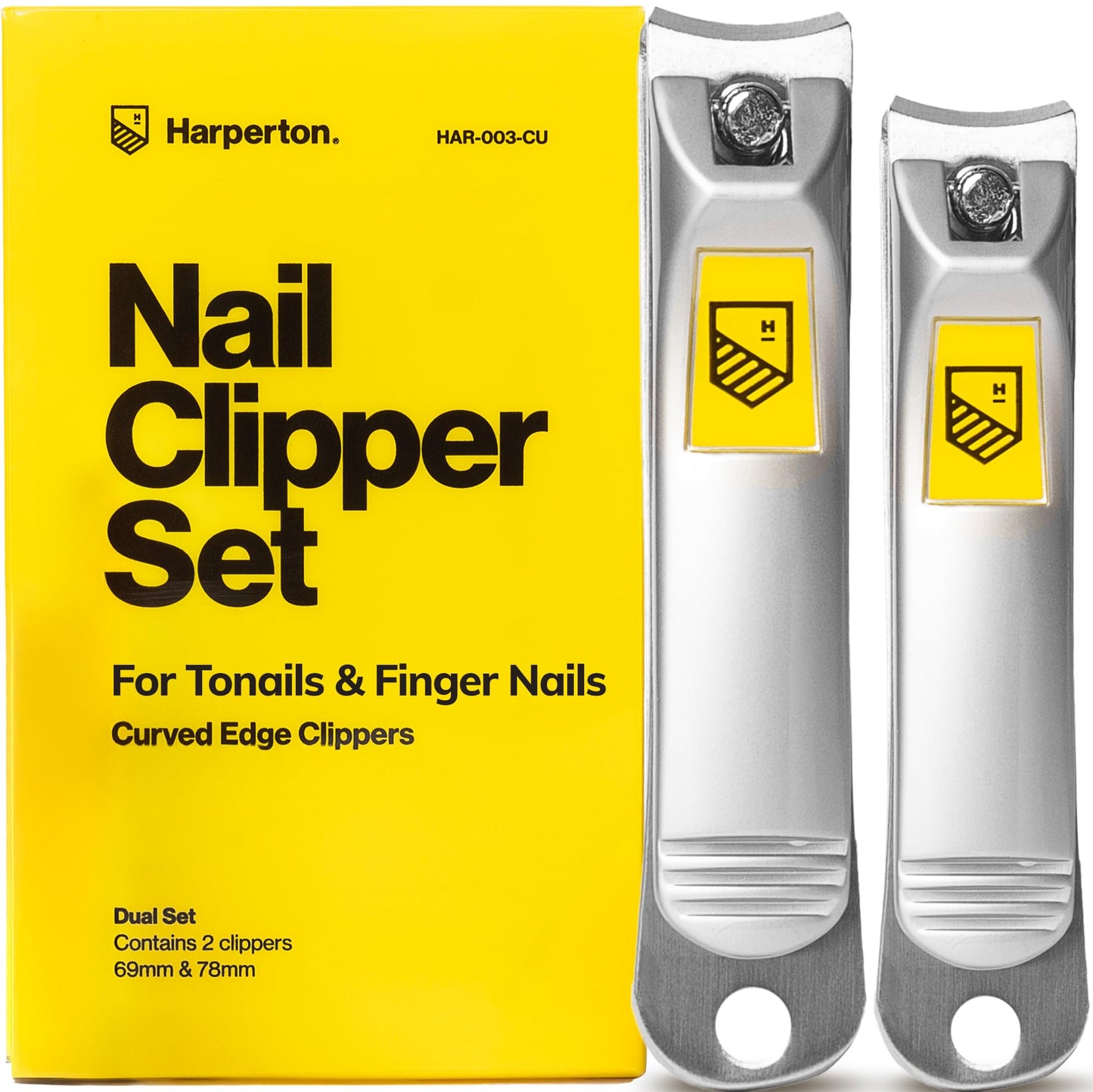 Ultra Sharp Nail Clippers Set - 2 Pack Stainless Steel Fingernail & Toenail Trimmers with Built-in Nail File for Women & Seniors (Silver) Beauty & Personal Care Harperton