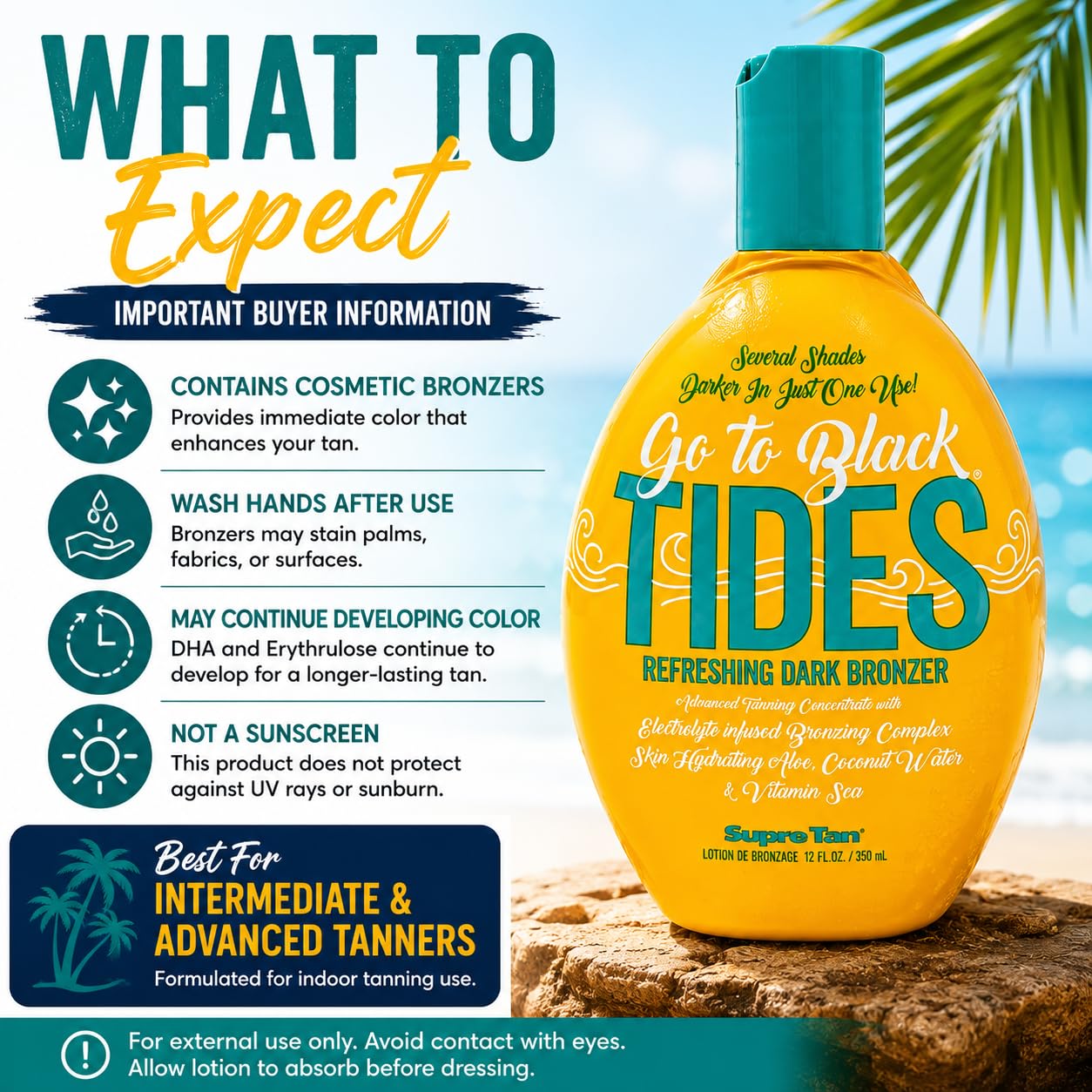 Go to Black Tides Refreshingly Dark Bronzer with DHA, Erythrulose & Melanin 12oz Beauty & Personal Care Supre