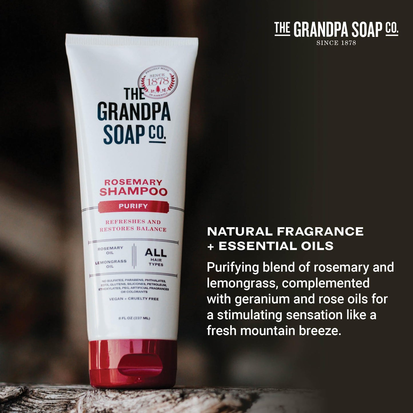The Grandpa Soap Company Shampoo - Purifying With Rosemary and Lemongrass Oils, Leaves Scalp and Hair Feeling Clean and Fresh, All Hair Types, Vegan Beauty & Personal Care The Grandpa Soap Company