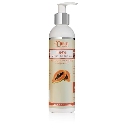 Dinur Cosmetics Papaya Milky Cleanser Nourishing & Gentle Facial Removes Dirt Makeup Ideal for Normal to Dry Skin Soft Suple & Radiant Skin 8 fl. oz Beauty & Personal Care Dinur Cosmetics