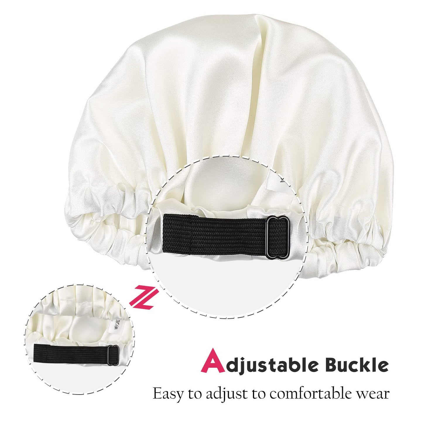 Alnorm Breathable Double Layer Natural Hair Satin Bonnet Sleep Cap Off-White Beauty and Personal Care Alnorm