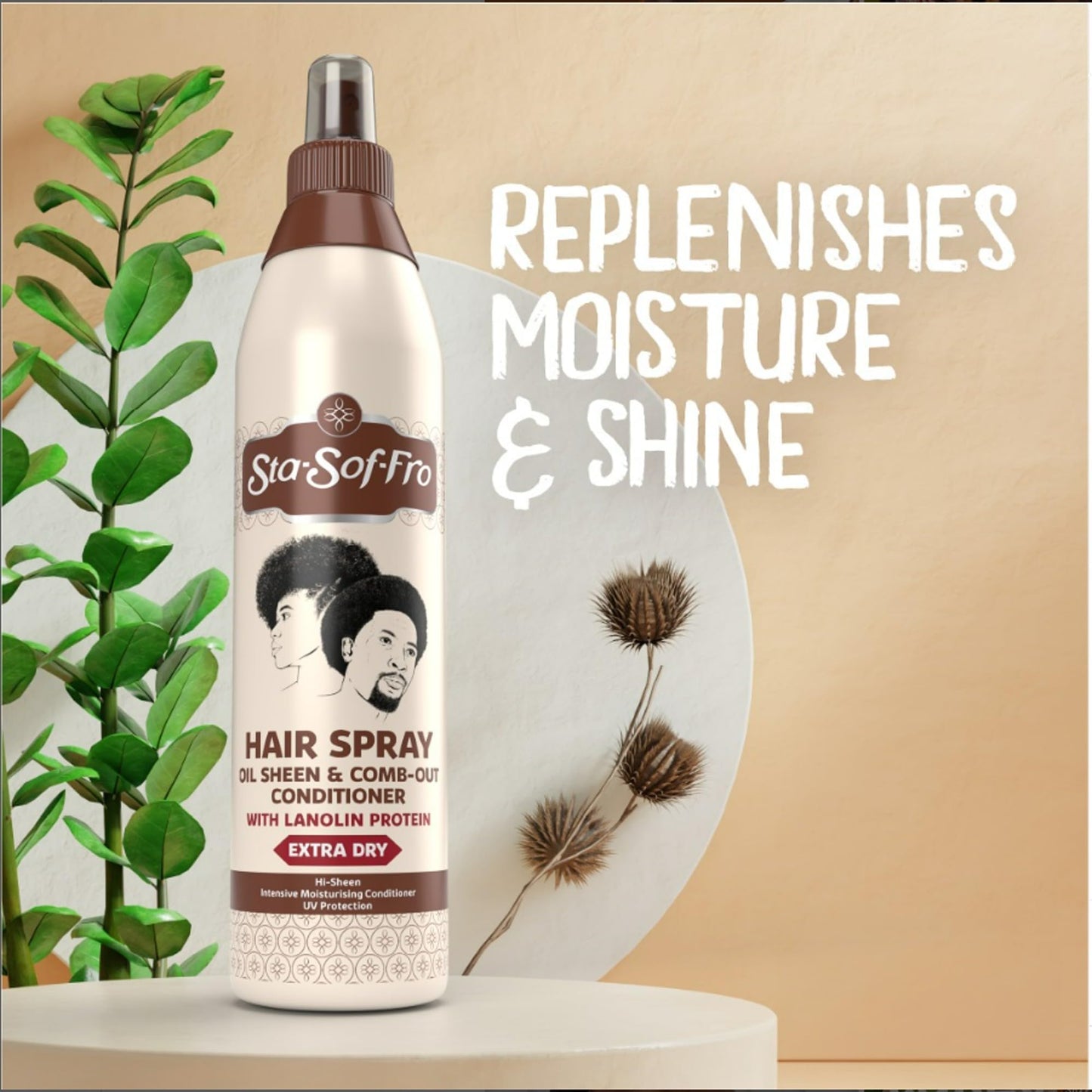 SoftSheen-Carson Sta-Sof-Fro Hair & Scalp Spray Comb Out Conditioner with Lanolin, Extra Dry, 8 fl oz, Brown Beauty & Personal Care Sta-Sof-Fro