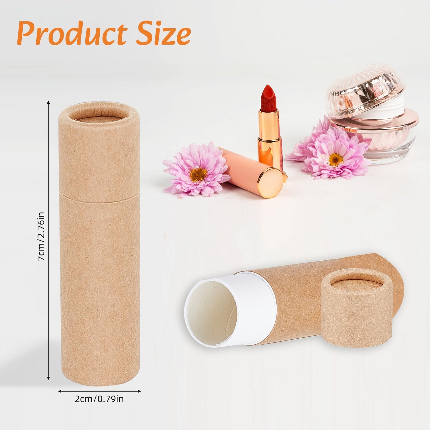 NICENEEDED 15Pcs 0.3oz Paperboard Lip Balm Tubes, Empty Kraft Paper Chapstick Tube Holder, Push-Up Style Solid Lip Gloss Container for DIY Homemade Beauty and Personal Care NICENEEDED