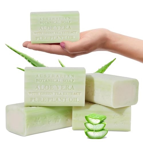 Australian Botanical Soap Aloe Vera with Green Tea Extract - Triple Milled 6.6 oz Bar Soap with Shea Butter, Face Hand & Body Bars, 4 Pack Beauty & Personal Care Australian Botanical Soap