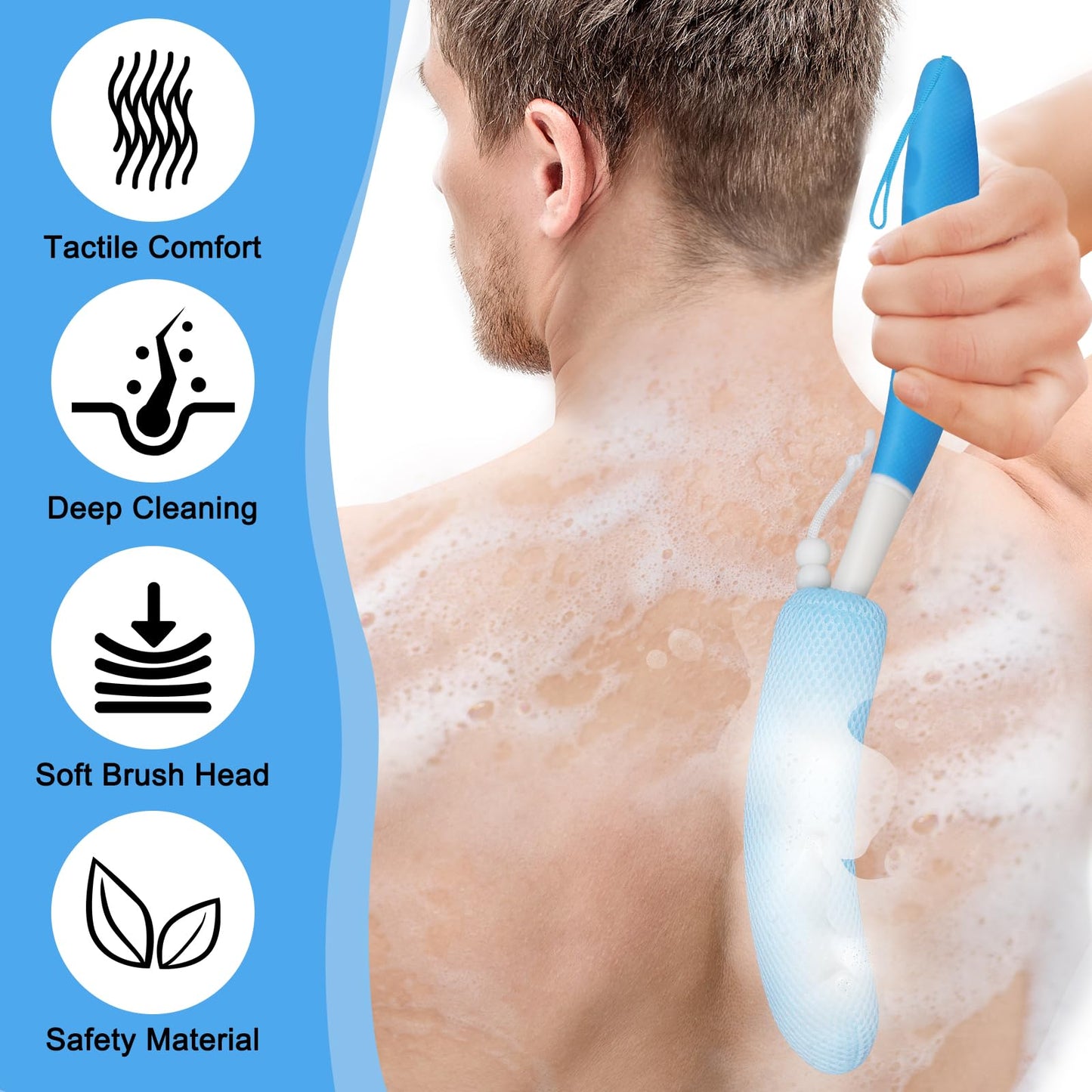 Leetye Mei Long Handled Shower Brush, Non-Slip Long Handle Bath Brush, Back Body Brush Gentle Exfoliating and Lather Well Deep Cleansing Long-Lasting Beauty & Personal Care Leetye Mei