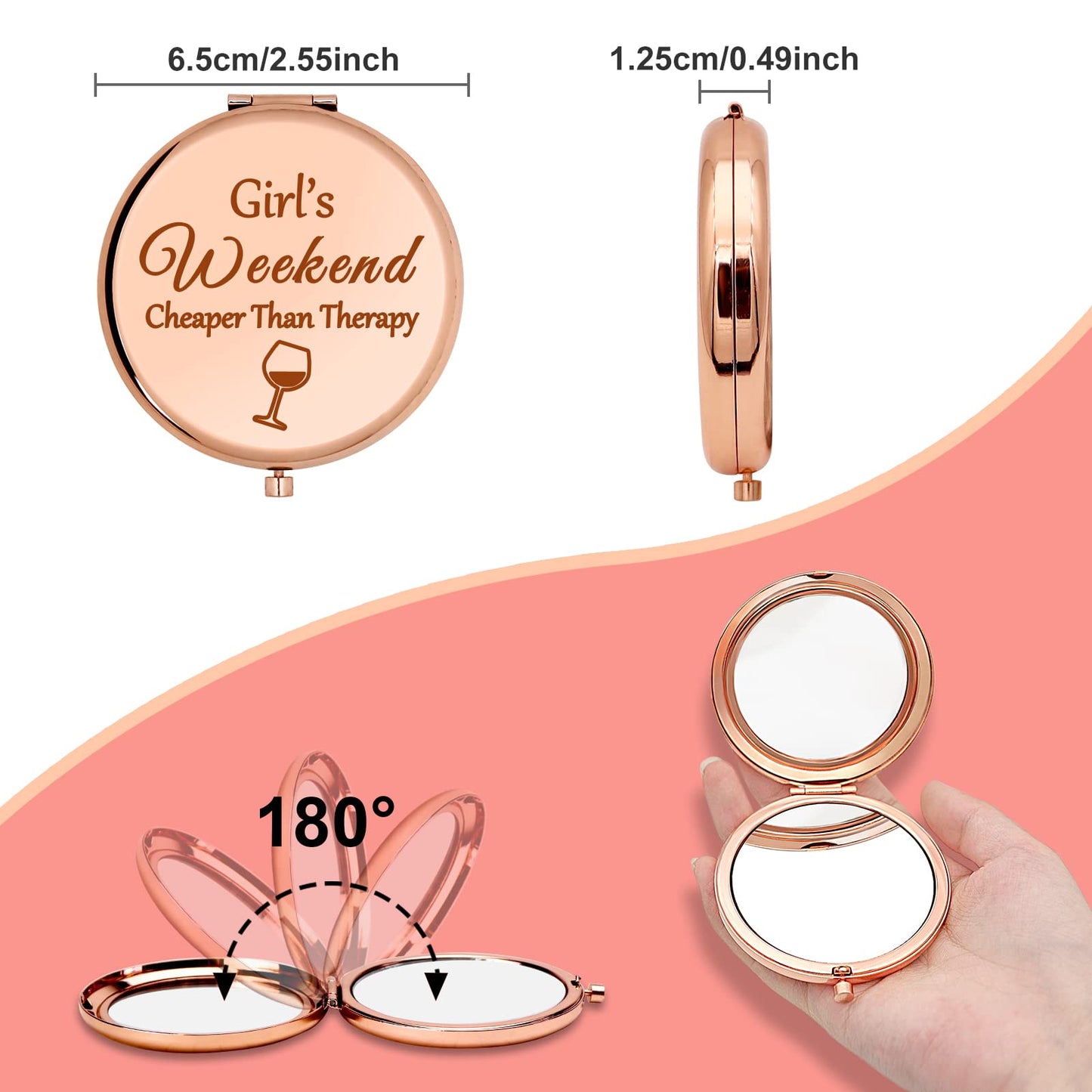 Girls Weekend Gift for Girls Getaway Compact Makeup Mirror Friendship Present Trip Gift for Teens Sister Best Friend Daughter Bachelorette Party Beauty & Personal Care Gevody